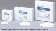 Antibiotic array discs, pure cellulose fibers, high absorbency. 8mm Ø, 1.5mm thick. Pack of 1000