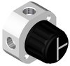 High-pressure 4-port manual valve for 0.5 - 4mm OD tubing, 4 x 1/4"-28 UNF female, 0,8mm bore