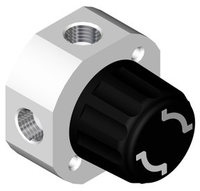 High-pressure 4-port manual valve for 0.5 - 4mm OD tubing, 4 x 1/4"-28 UNF female, 0,8mm bore