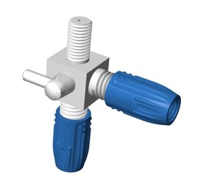 Column bleed valve, 1 x 1/4"-28 UNF male to 2 x 1/4"-28 UNF female, with key, 1.5mm bore