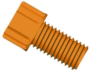 Gripper tubing end fitting, PP, orange, 1/4"-28 UNF male, for 1/16" OD tubing, pack of 10