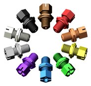 Gripper tubing end fitting, PP, mixed colours, 1/4"-28 UNF male, for 1/16" OD tubing, pack of 10