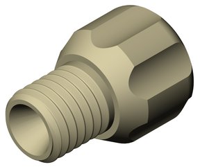Tubing end fitting for solenoid valves, PEEK™. 1/4"-28 UNF male, large head, for 1/16" OD tubing, pack of 10