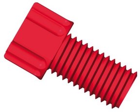 Gripper tubing end fitting, PP, red, 1/4"-28 UNF male, for 1/8" OD tubing, pack of 10