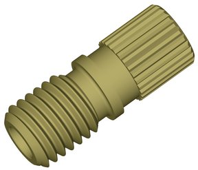 Gripper tubing end fitting, PEEK™, 1/4"-28 UNF male, compact head, for 1/8" OD tubing, pack of 10