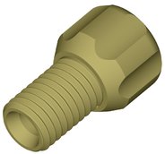 Tubing end fitting, PEEK™, 1/4"-28 UNF male, large head, for 1/8" OD tubing, PEEK™, pack of 10