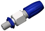 Connector, 1/4"-28 UNF male to 1/4"-28 UNF female, for 0.5 - 4mm OD tubing, 1.5mm bore