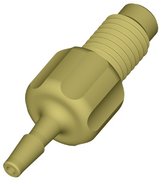 Barb adapter, acetal, 1/4"-28 UNF male to 2.0mm, pack of 5