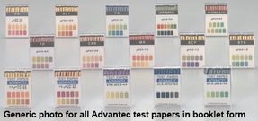 Indicator test paper, TB, for pH 1.4 - 3 and 8 - 9.6. Pack of 200 strips