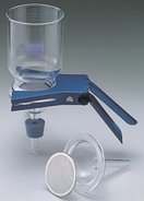 Vakuum-Filterhalter Typ KG 90 für 90mm Ø Membrane, Glas mit Edelstahl-Stütze, #8 Silicon-Gummi Stöpsel, 1000ml Glas-Trichter