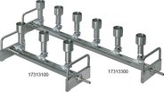 3-station manifold type KM3N, 304 stainless steel. 2-way valve with PTFE stopcock in chrome-plate brass body per station. Suitable for #8 and #8b stoppers, barb connector für 11mm ID Schlauch