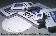 Qualitatives Filterpapier, Sorte 2, 600 x 600mm. Glattes Papier, 125g/m², 0,26mm dick, Retention 5-10µm bei mittleren Flussraten. Pkg. à 100 Stück
