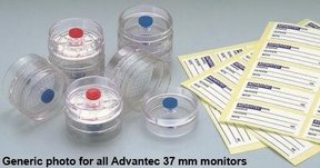 37mm monitor, 3-piece, MCE, 0.45µm, 16ml, black with grid, sterile. For microbiological inspection of gases and liquids. Pack of 50