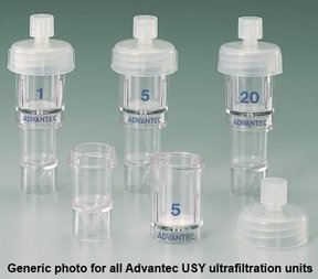 Ultrafiltration module by molecular weight cut-off, type USY-20 (200 kDa).Concentrate, separate or purify up to 2ml of liquid using positive pressure. Pack of 24