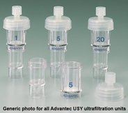 Ultrafiltrationsmodul nach Molekulargewicht, Typ USY-20 (200 kDa). Aufkonzentrieren, trennen oder reinigen von Flüssigkeitsvolumina <2ml durch positiven Druck. Pkg. à 24 Stück