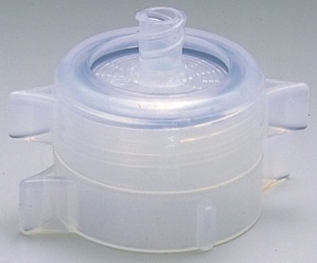 In-line filter holder, PFA, type PFA 25 for 25mm Ø filters, Perfluorelastomer O-ring, Inlet female Luer-lock, outlet male Luer-slip