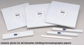 Blotting/Chromatographie-Papier, Sorte 151B, 460 x 570mm. Glattes Papier aus reiner Baumwolle-Cellulose, 87g/m², 0,17mm dick, für niedrige Flussraten. Pkg. à 100 Stück