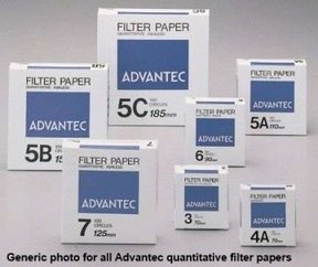 Quantitatives Filterpapier, aschefrei, Sorte 5A, 70mm Ø, 97g/m², 0,22mm dick. Retention >10µm bei hohen Flussraten. Für Hydroxide; metallene Aerosole; Silikatgehalt in Stahl; Umwelt-Monitoring. Pkg. à 100 Stück