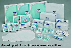 Membrane filter, MCE, 47mm Ø, pore size 0.45µm, white with grid. General purpose filter for microbiology, air monitoring etc. Pack of 100