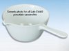 Evaporating dish with handle (casserole), porcelain, 75mm high, 125mm OD, 500ml