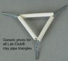 Clay pipe triangle, porcelain, side length 60mm