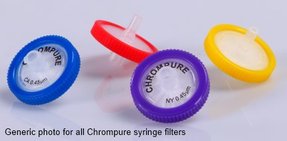 ChromPure syringe filter, hydrophobic PTFE, 13mm Ø, 0.22µm, without prefilter. Pack of 100