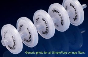 SimplePure syringe filter, hydrophobic PVDF, 25mm Ø, 0.45µm, with prefilter. Pack of 100