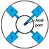 4-way flow selection valve, 0.052" (1.32mm) bore - WITHOUT motor