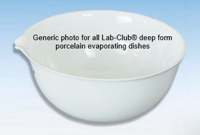 Evaporating dish, porcelain, deep form, 61mm high, 138mm OD, 500ml