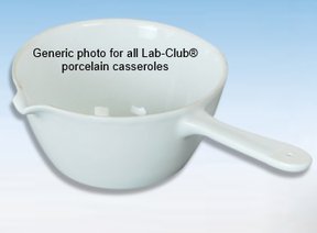 Evaporating dish with handle (casserole), porcelain, 39mm high, 67mm OD, 84ml