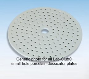 Dessicator plate, porcelain, without feet, numerous 5mm Ø holes, centre hole 23mm Ø, 90mm OD