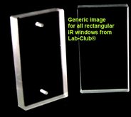 IR window, rectangular, CaF2, 38.5mm x 19.5mm x 4mm, drilled