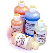 16-component Contract Laboratory Program (CLP) ICP Calibration Standard 1. Two solutions (A & B). Each solution 100 mL. Contains: (µg/mL) Solution A: Beryllium at 50, Chromium at 200, Copper at 250, Cobalt, Manganese, Nickel, Vanadium, Zinc at 500, Iron at 1,000, Aluminium, Barium at 2,000, Calcium, Potassium, Magnesium, Sodium at 5,000 4% HNO3. Solution B: Silver at 250 in 4% HNO3. 12 months expiry date. Traceable to NIST SRM 31XX series. ISO 9001:2015 certified, ISO/IEC 17025:2017 and ISO 17034:20166 accredited.