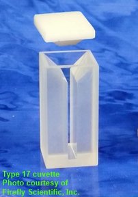 Short micro absorption cuvette with PTFE cover, optical glass, lightpath 50 mm
