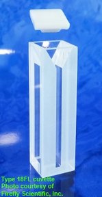 Standard micro fluorescence cuvette with PTFE cover, optical glass, lightpath 10 mm