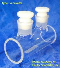 Long cylindrical polarimeter cuvette with PTFE stoppers, optical glass, lightpath 50 mm
