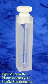 Semi-micro absorption cuvette with PTFE stopper, optical glass, lightpath 5 mm
