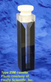 Semi-micro absorption cuvette with PTFE stopper, optical glass, self-masking, lightpath 5 mm