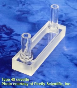 Micro flow-through absorption cuvette with side tubes, IR quartz, lightpath 0.05 mm