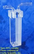 Macro fluorescence flow-through cuvette with detachable quartz tubes, IR quartz, lightpath 10 mm