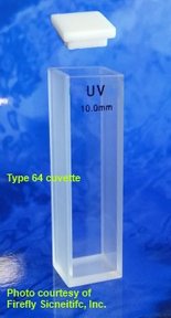 Cryogenic absorbance cuvette with PTFE cover, UV quartz, lightpath 10 mm