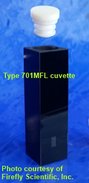 Sub-micro fluorescence cuvette with threaded PTFE stopper, UV quartz, self-masking, lightpath 10 mm, Z-dimension 8.5 mm, capacity 100 µl