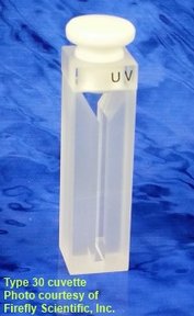 Standard micro absorption cuvette with PTFE stopper, optical glass, lightpath 1 mm