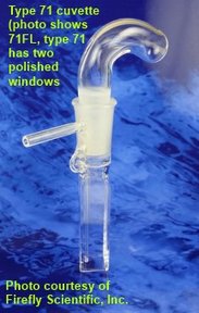 Macro anaerobic absorption cuvette with glass pouch for catching excess gas, UV quartz, lightpath 10 mm