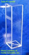 Triangular fluorescence cuvette, open top, angles 45° x 45° x 90°, IR quartz, lightpath 10 mm