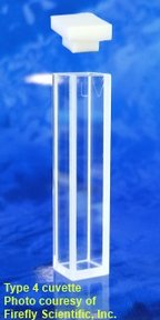 Micro fluorescence cuvette with PTFE cover, optical glass, lightpath 5 x 5 x 33 mm