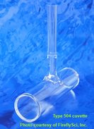 Gas absorption cuvette with quartz-to-glass graded seal tube, UV quartz, lightpath 74 mm