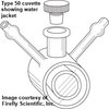 Zylindrische Polarimeter-Küvette mit Wassermantel und PTFE-Stöpsel, UV-Quarz, Schichtdicke 10 mm