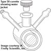 Water-jacketed cylindrical polarimeter cuvette with PTFE stopper, UV quartz, lightpath 10 mm