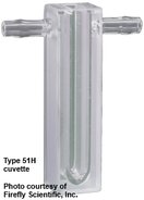 Water-jacketed absorption cuvette with horizontal tubes, IR quartz, lightpath 10 mm